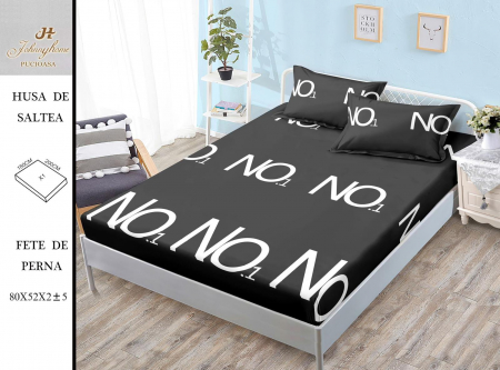Huse De Pat BS 180x200cm - Husa cu Elastic si Fete de Perna Bumbac Satinat 180x200cm - UNI Cu NO.1