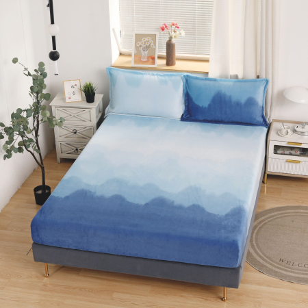 HUSE DE PAT CU ELASTIC - Husa cu Elastic si Fete de Perna Cocolino 180x200cm - Albastru Degrade