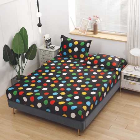 HUSE DE PAT CU ELASTIC - Husa cu Elastic si Fete de Perna Cocolino 180x200cm - Buline