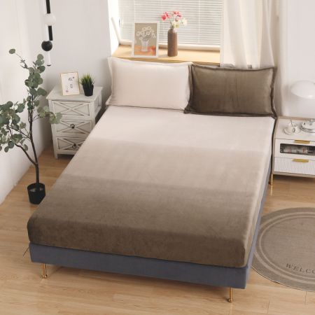 HUSE DE PAT CU ELASTIC - Husa cu Elastic si Fete de Perna Cocolino 180x200cm - Maro Degrade