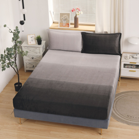HUSE DE PAT CU ELASTIC - Husa cu Elastic si Fete de Perna Cocolino 180x200cm - Negru Degrade