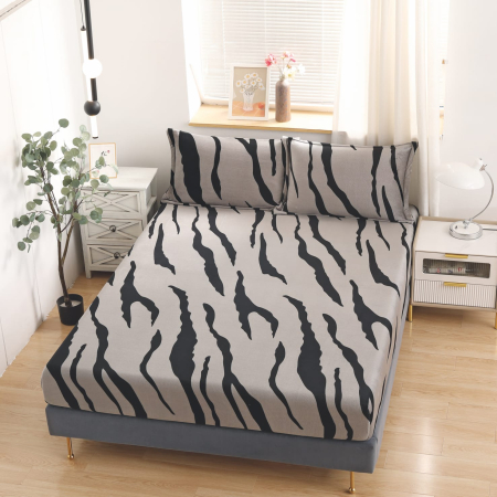 Husa cu Elastic si Fete de Perna Cocolino 180x200cm - Tigrat Gri [1]