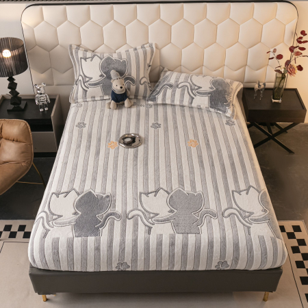 HUSE DE PAT CU ELASTIC - Husa cu Elastic si Fete de Perna Cocolino 180x200cm - Pisicute Imbratisate