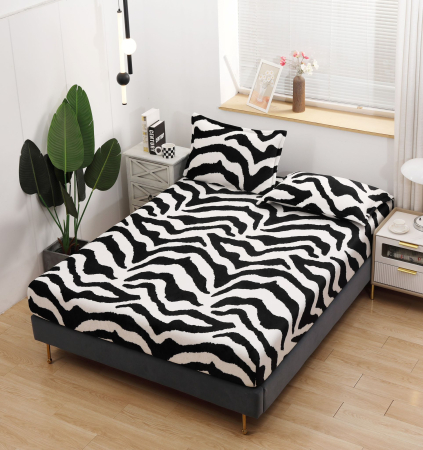Huse De Pat Cocolino - Husa cu Elastic si Fete de Perna Cocolino 180x200cm - Zebra