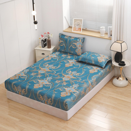 HUSE DE PAT CU ELASTIC - Husa cu Elastic si Fete de Perna Cocolino - Bleumarin Royal