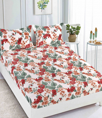 HUSE DE PAT CU ELASTIC - Husa cu Elastic si Fete de Perna Cocolino 180x200cm - Mini Floricele