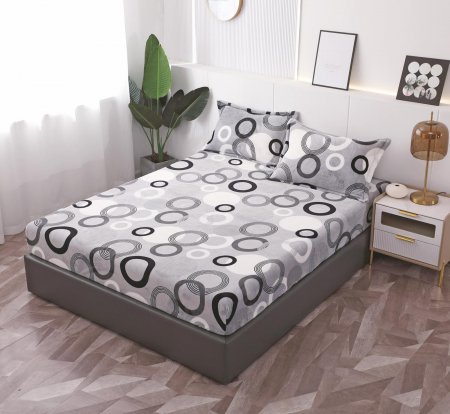 Huse De Pat Cocolino - Husa cu Elastic si Fete de Perna Cocolino - Gri Cu Cercuri