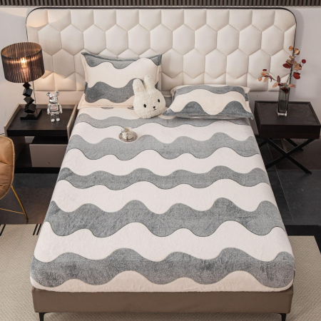 HUSE DE PAT CU ELASTIC - Husa cu Elastic si Fete de Perna Cocolino - Valuri