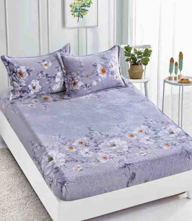 HUSE DE PAT CU ELASTIC - Husa cu Elastic si Fete de Perna Cocolino 180c200cm - Lila Floral