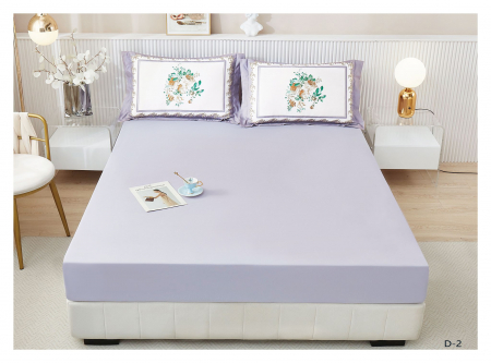 HUSE DE PAT CU ELASTIC - Husa Cu Elastic Si Fete De Perna Cu Model Floral Din Finet 160x200cm - Lila