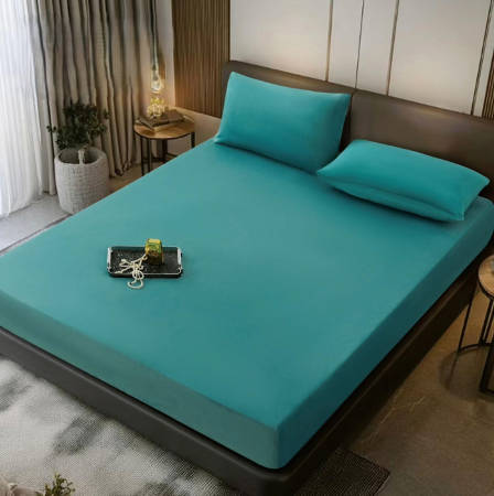 HUSE DE PAT CU ELASTIC - Husa cu Elastic si Fete de Perna Din Catifea 180x200cm - Turcoaz
