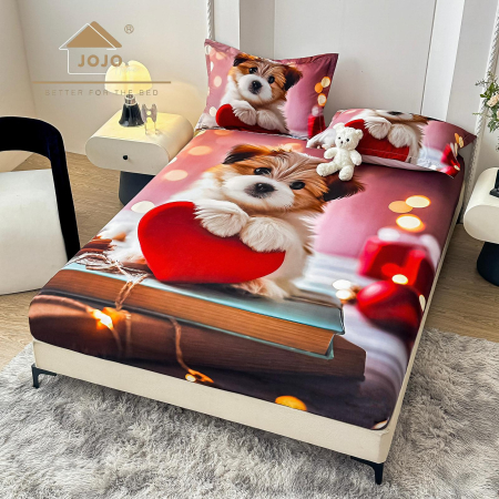 Huse De Pat Finet 180x200cm 5D - Husa cu Elastic si Fete de Perna Din Finet 180x200cm 5D - Fluturi Stralucitori