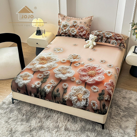 Huse De Pat Finet 180x200cm 5D - Husa cu Elastic si Fete de Perna Din Finet 180x200cm 5D - Fluturi Stralucitori