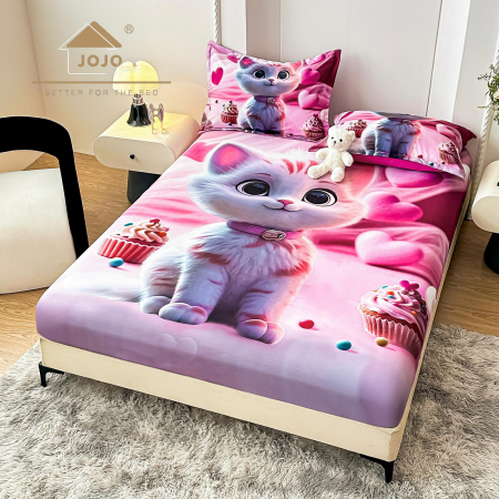 Huse De Pat Finet 180x200cm 5D - Husa cu Elastic si Fete de Perna Din Finet 180x200cm 5D - Fluturi Stralucitori