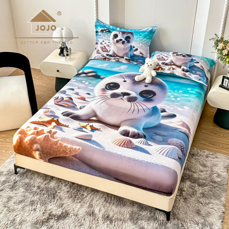 Huse De Pat Finet 180x200cm 5D - Husa cu Elastic si Fete de Perna Din Finet 180x200cm 5D - Fluturi Stralucitori