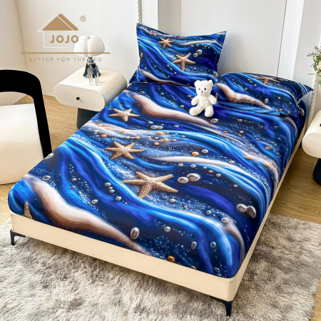 Huse De Pat Finet 180x200cm 5D - Husa cu Elastic si Fete de Perna Din Finet 180x200cm 5D - Fluturi Stralucitori