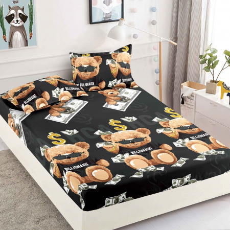 HUSE DE PAT CU ELASTIC - Husa cu Elastic si Fete de Perna Din Finet 180x200cm - Billionaire