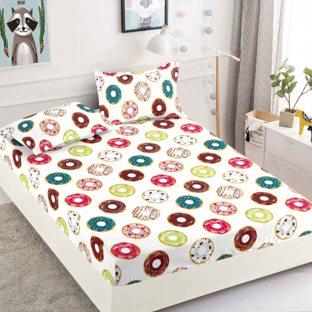 HUSE DE PAT CU ELASTIC - Husa cu Elastic si Fete de Perna Din Finet 180x200cm - Gogosi Glazurate