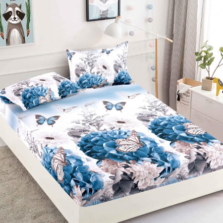 HUSE DE PAT CU ELASTIC - Husa cu Elastic si Fete de Perna Din Finet 180x200cm - Paradisul Primaverii