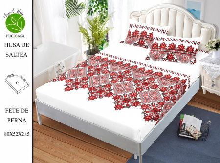 HUSE DE PAT CU ELASTIC - Husa cu Elastic si Fete de Perna Din Finet 180x200cm - Traditional Print