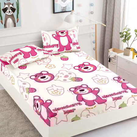 HUSE DE PAT CU ELASTIC - Husa cu Elastic si Fete de Perna Din Finet 180x200cm - Ursuletul Capsunel