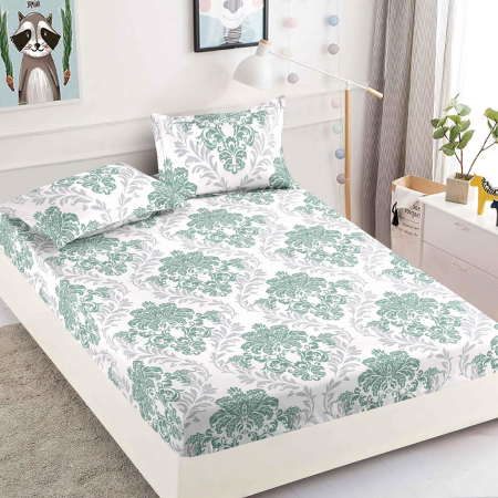 HUSE DE PAT CU ELASTIC - Husa cu Elastic si Fete de Perna Din Finet 180x200cm - Verde Mint Royal