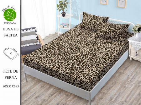HUSE DE PAT CU ELASTIC - Husa cu Elastic si Fete de Perna Din Finet - Animal Print