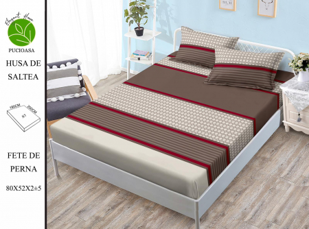 HUSE DE PAT CU ELASTIC - Husa cu Elastic si Fete de Perna Din Finet 180x200cm - Buline Si Linii