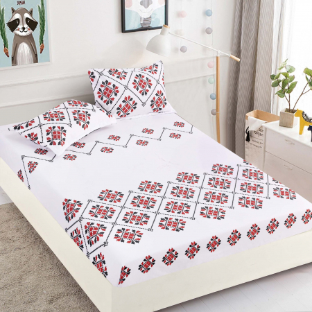HUSE DE PAT CU ELASTIC - Husa cu Elastic si Fete de Perna Din Finet 180x200cm - Dulce Romanie Traditional