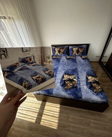 Husa cu Elastic si Fete de Perna Din Finet 180x200cm - Kittens [2]