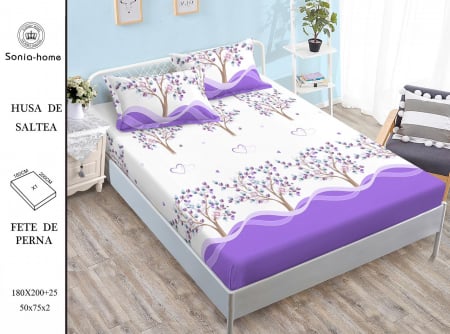 HUSE DE PAT CU ELASTIC - Husa cu Elastic si Fete de Perna Din Finet 180x200cm - Love