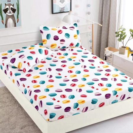 HUSE DE PAT CU ELASTIC - Husa cu Elastic si Fete de Perna Din Finet 180x200cm - Macarons