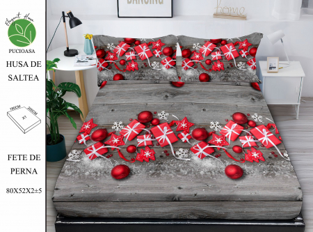 PRODUSE PENTRU CRACIUN - Husa cu Elastic si Fete de Perna Din Finet - Magia Craciunului