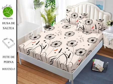 HUSE DE PAT CU ELASTIC - Husa cu Elastic si Fete de Perna Din Finet 180x200cm - Papadie