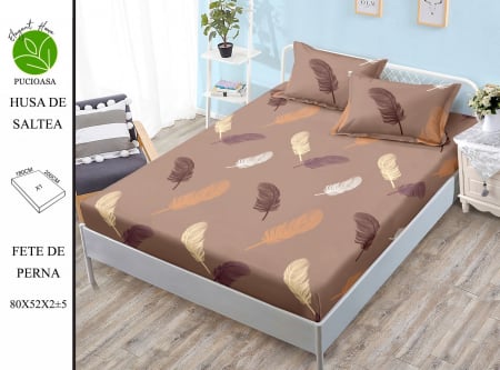 HUSE DE PAT CU ELASTIC - Husa cu Elastic si Fete de Perna Din Finet 180x200cm - Pene Colorate