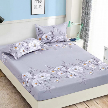 HUSE DE PAT CU ELASTIC - Husa cu Elastic si Fete de Perna Din Finet 180x200cm - Pictura Cu Flori