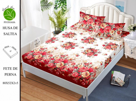 Husa cu Elastic si Fete de Perna Din Finet - Flori Colorate [0]