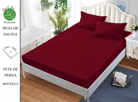 HUSE DE PAT CU ELASTIC - Husa cu Elastic si Fete de Perna Din Finet UNI 180x200cm - Bordo