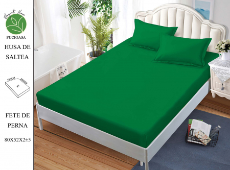 HUSE DE PAT CU ELASTIC - Husa cu Elastic si Fete de Perna Din Finet UNI 180x200cm - Green
