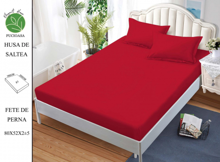 Huse De Pat Finet 180x200cm - Husa cu Elastic si Fete de Perna Din Finet UNI 180x200cm - Red