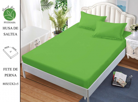 HUSE DE PAT CU ELASTIC - Husa cu Elastic si Fete de Perna Din Finet UNI 180x200cm - Verde Fistic