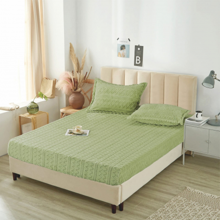 HUSE DE PAT CU ELASTIC - Husa Cu Elastic Si Fete De Perna Tip Tricotata 180x200cm - Verde Menta