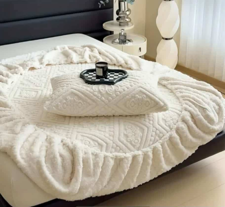 Husa Cu Elastic Si Fete De Perna Tip Tricotata Model Royal 180x200cm - Crem [2]