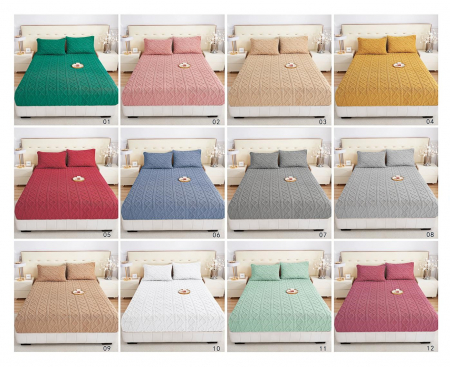 Husa Cu Elastic Si Fete De Perna Tricotata 180x200cm - Galben Mustar [1]