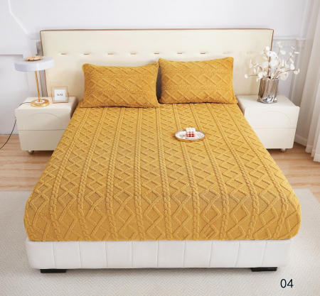 Husa Cu Elastic Si Fete De Perna Tricotata 180x200cm - Galben Mustar [0]