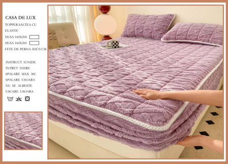 HUSE DE PAT CU ELASTIC - Husa De Pat Groasa Tip Topper 160x200cm - Lila
