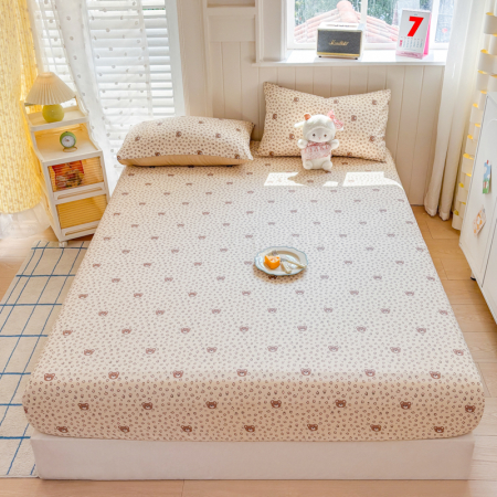 Huse De Pat Bumbac 100% Ranforce - Husa Din Bumbac 100% Ranforce Cu Elastic Si Fete De Perna 160x200cm - Bej Cu Ursuleti