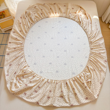 Husa Din Bumbac 100% Ranforce Cu Elastic Si Fete De Perna 160x200cm - Bej Cu Ursuleti [6]