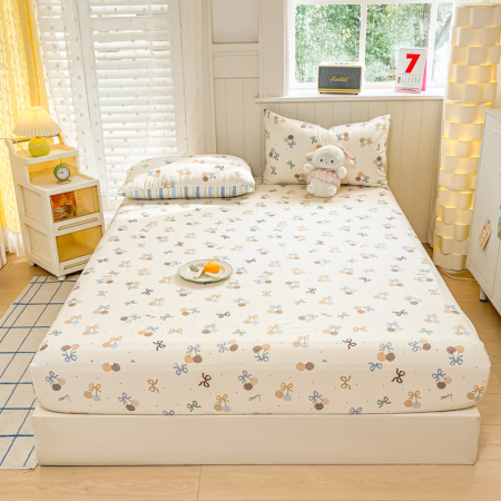 Huse De Pat Bumbac 100% Ranforce - Husa Din Bumbac 100% Ranforce Cu Elastic Si Fete De Perna 160x200cm - Cirese Cu Fundite