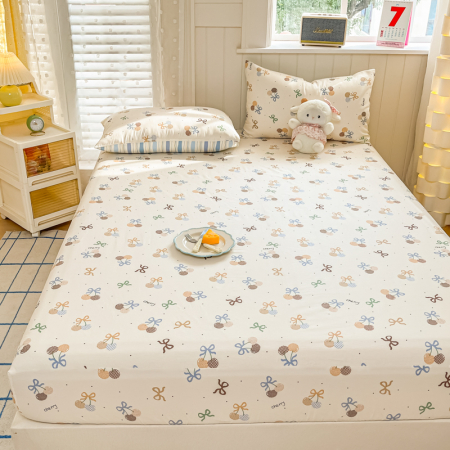 Husa Din Bumbac 100% Ranforce Cu Elastic Si Fete De Perna 160x200cm - Cirese Cu Fundite [7]